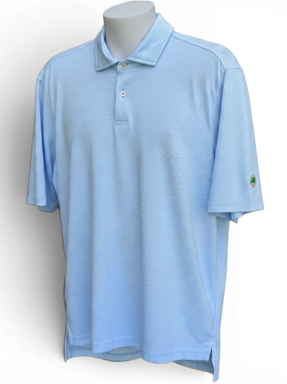 Fairway & Greene Light Blue Striped Men’s Polo  Pureformance Golf Shirt